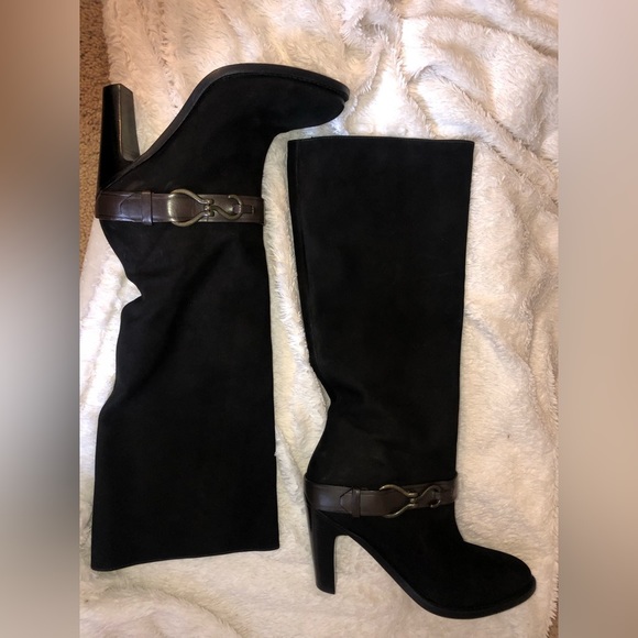 Cole Haan Shoes - Cole Haan Womens Air Tantivy Tall Knee High Boots Black Nubuck D32419 Size 10B